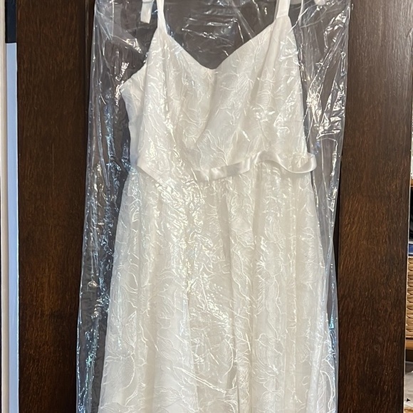 Floral lace midi plus dress with silk tie straps - Picture 5 of 8